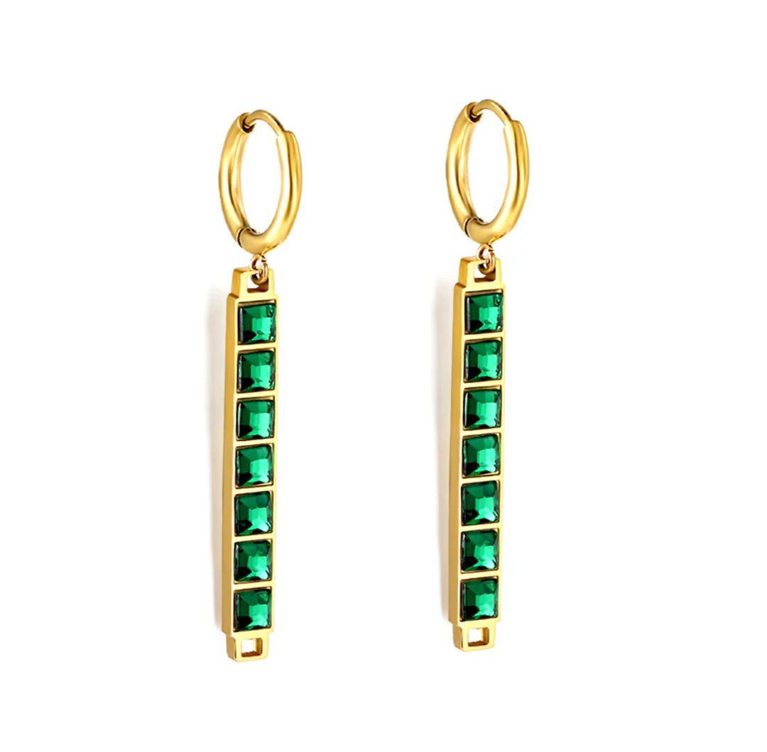 Emerald Baguette Drop Earrings