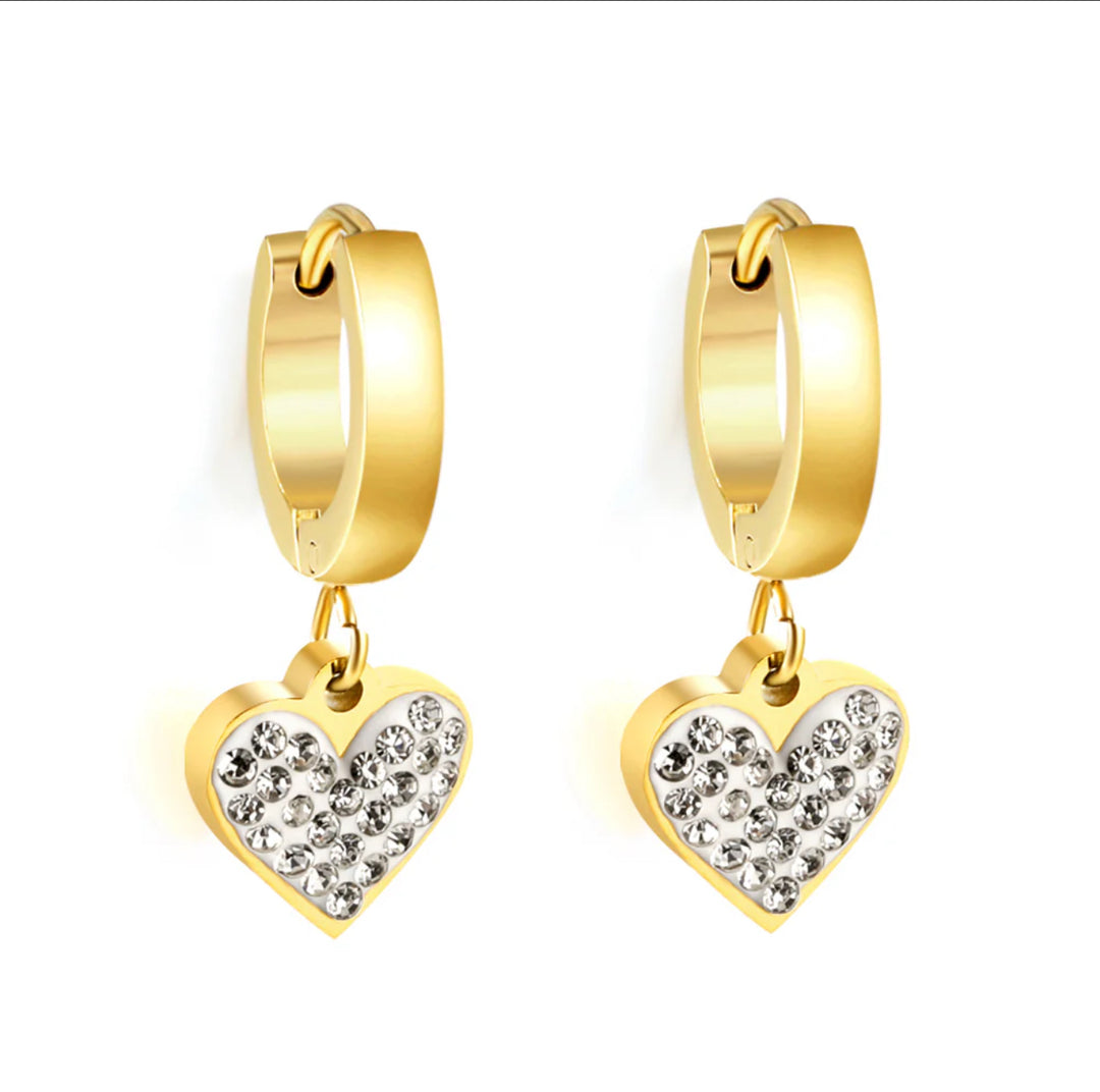 Sparkling Heart Hoop Earrings