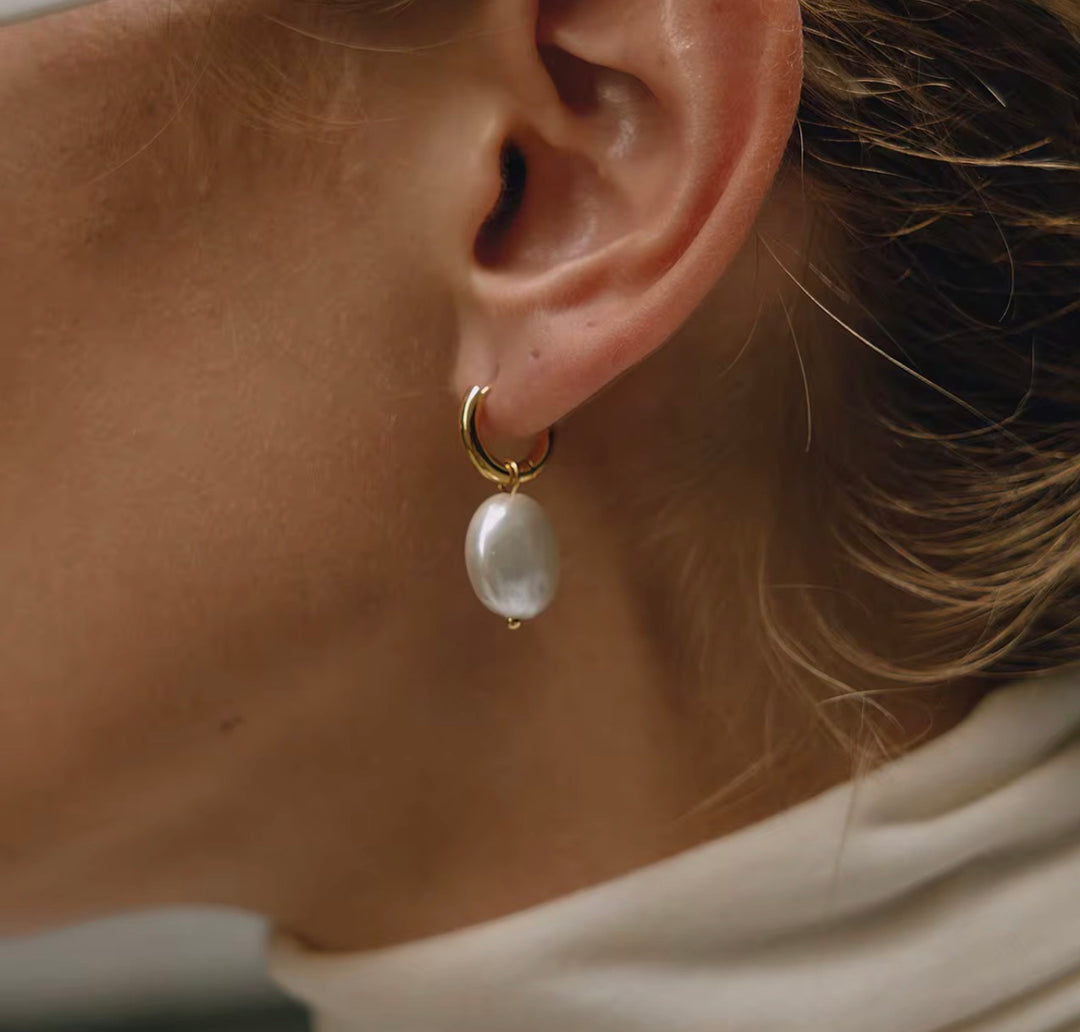 Lyra Pearl Hoop Earrings