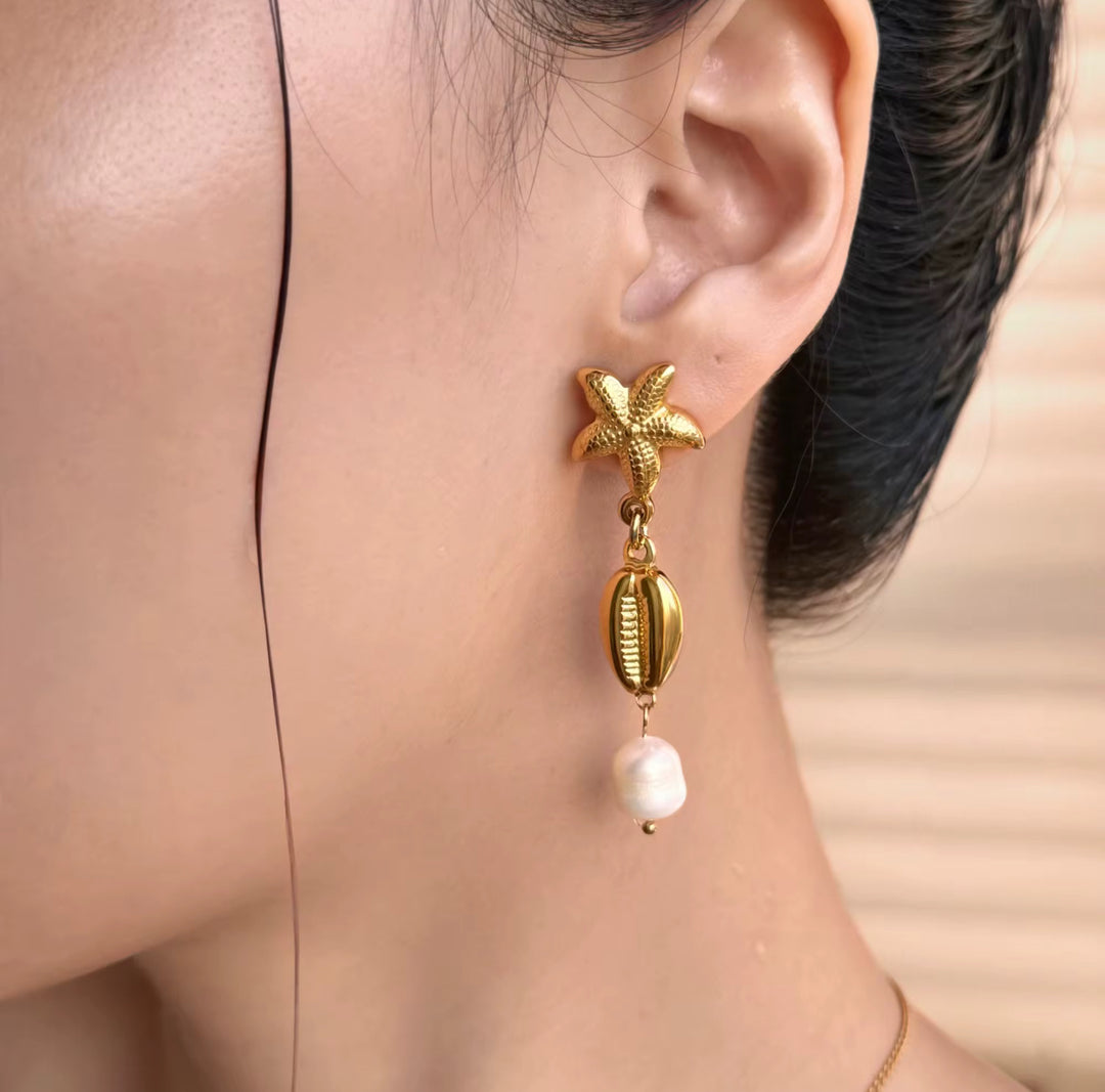 Sunlit Shell Drops Earrings